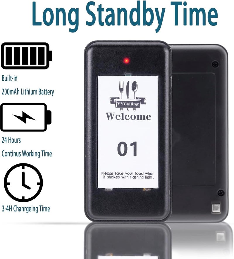 YYCALLING Store 16 PCS Restaurant Pager,Pagers for Restaurants 16 Guest Pagers,Buzzers Social Distancing, 98 Chanels with Vibration, Flashing and Buzzer for Truck - Image 3